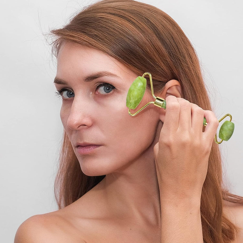 Natural Jade Roller & Gua Sha Stone Set