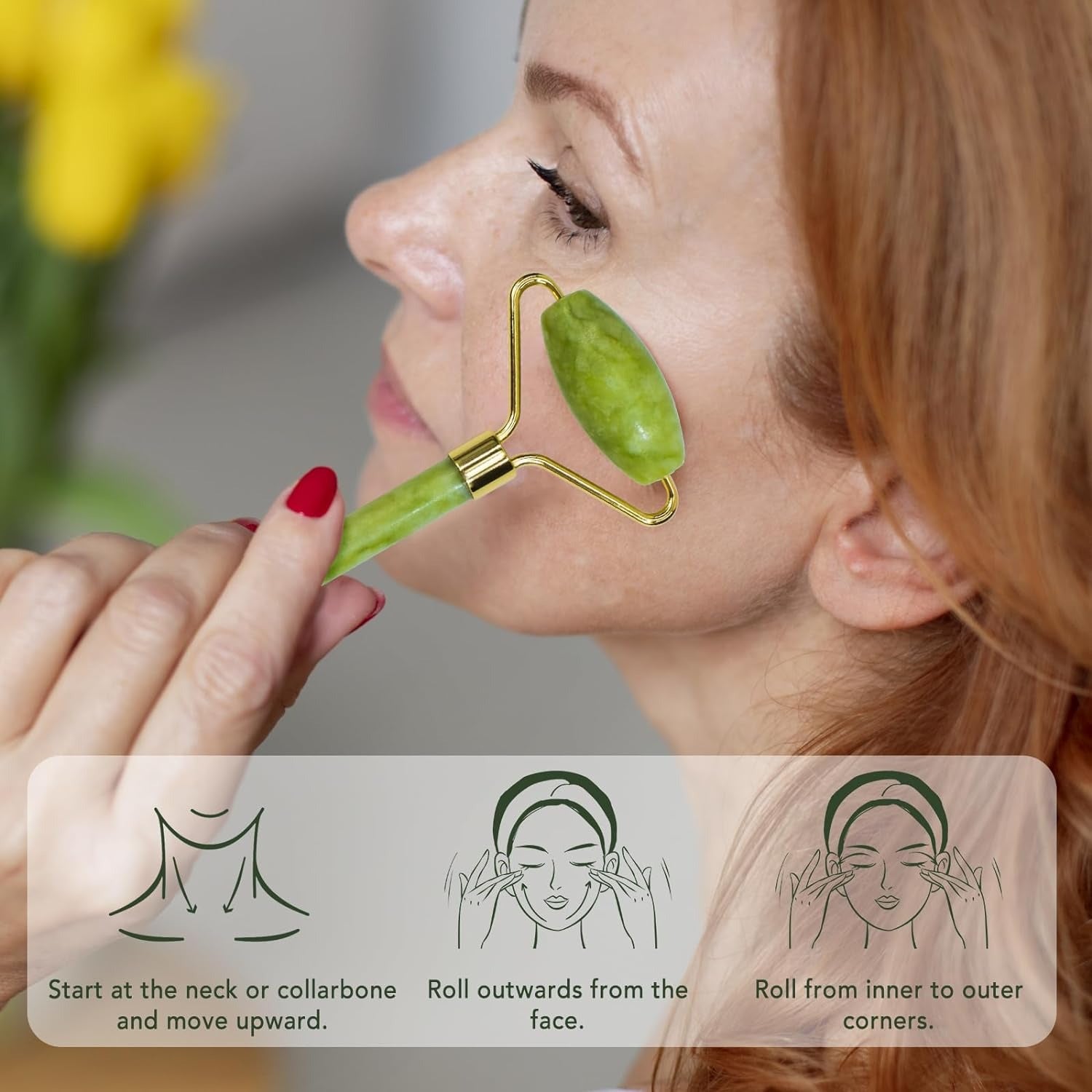 Natural Jade Roller & Gua Sha Stone Set